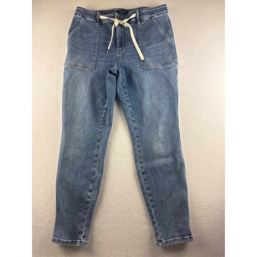 Judy‎ Blue High Rise Denim Joggers Medium Wash Drawstring Jeans JB88779 MD 15/32